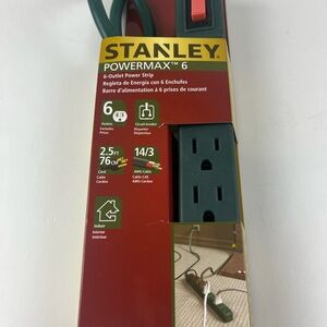 Stanley PowerMax 6-Outlet Strip with Green and Red